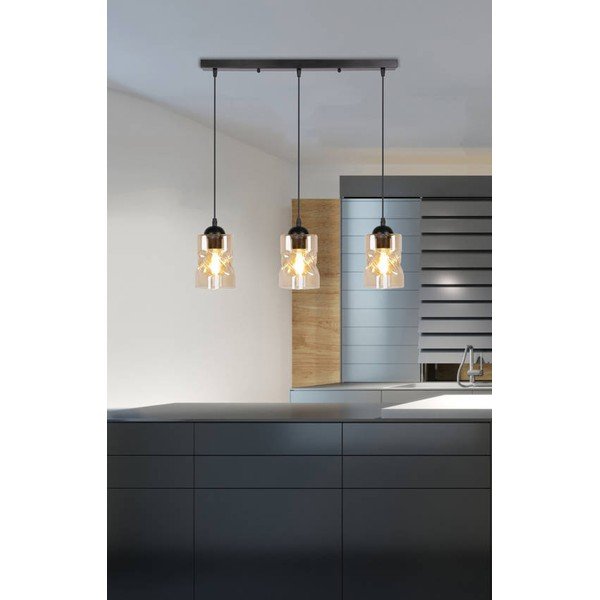 Czarna lampa wisząca ze szklanym kloszem 10x62 cm Felis – Candellux Lighting-image-1