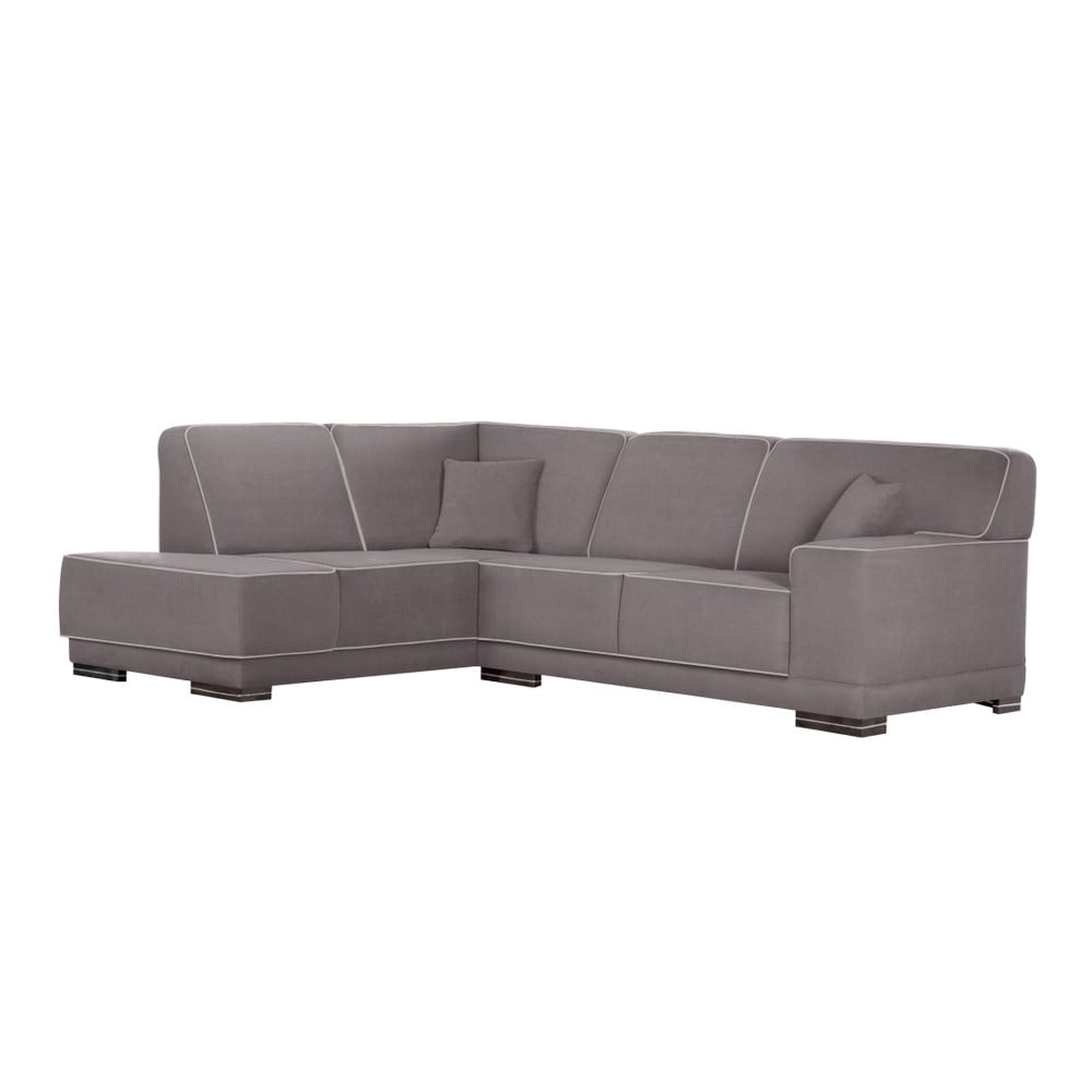 Beżowa sofa narożna lewostronna z kremowymi detalami L'Officiel Cara Taupe