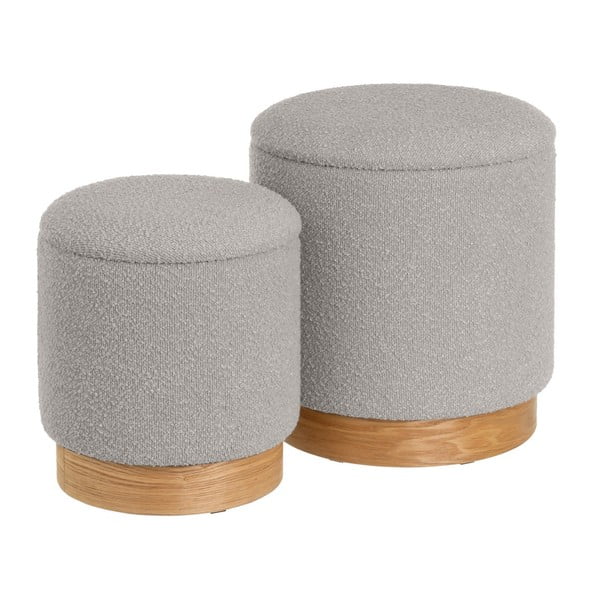 Jasnoszare pufy zestaw z materiału bouclé 2 szt. – Casa Selección
