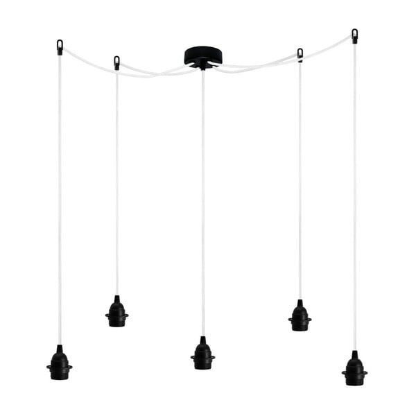 Czarno-biała pięcioramienna lampa wisząca Bulb Attack Uno Plus
