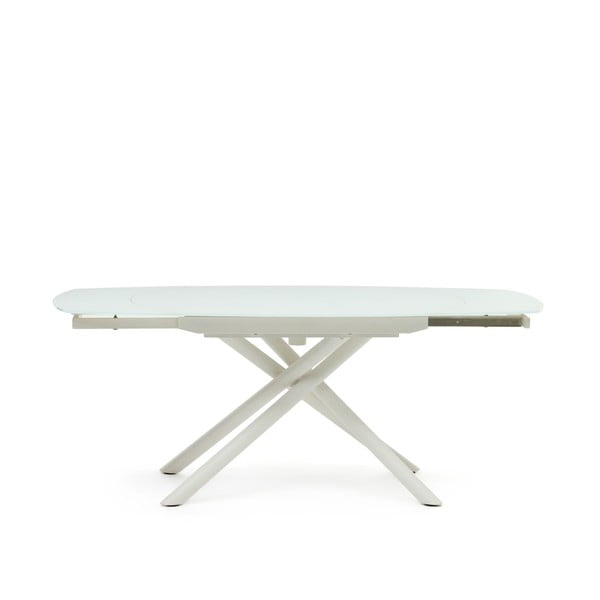 Biały rozkładany stół ze szklanym blatem 100x130 cm Yodalia – Kave Home-image-3