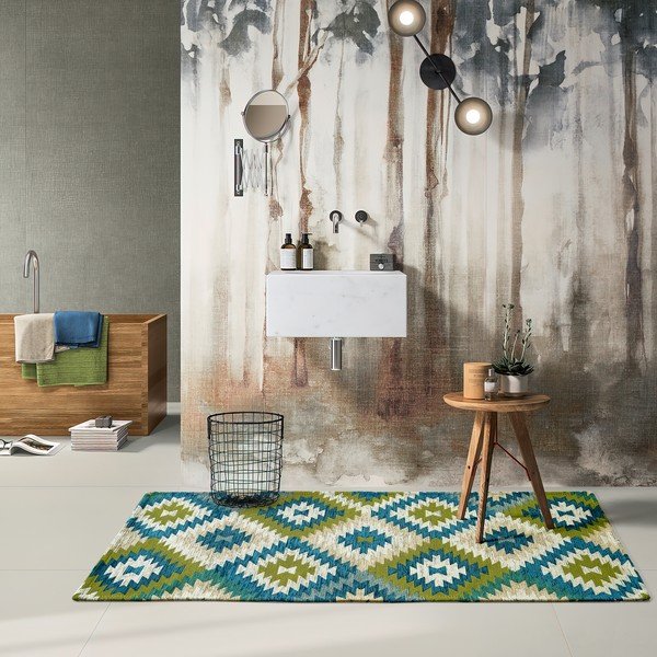 Zielono-niebieski chodnik odpowiedni do prania 55x190 cm Avana Oasi – Floorita-image-1