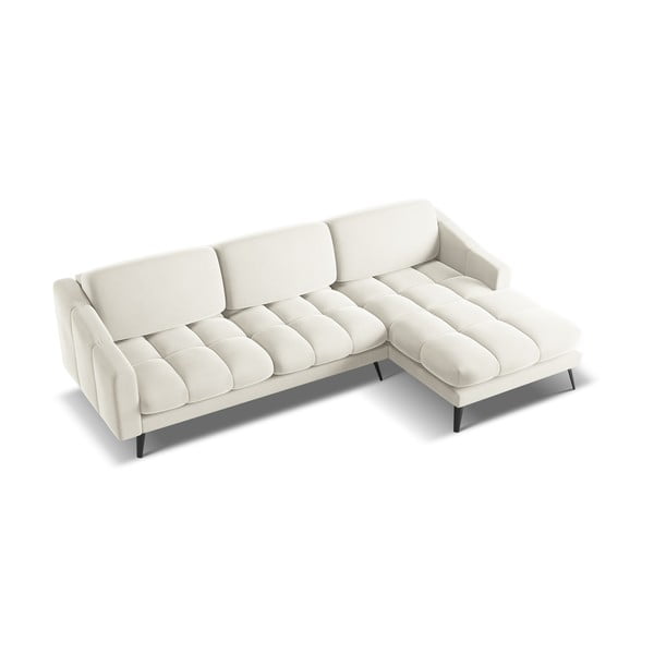 Kremowy aksamitny narożnik (prawostronny) Nalu – Makamii-image-3