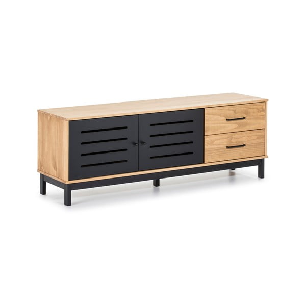 Szafka pod TV z drewnianą konstrukcją i czarnymi elementami Marckeric Alessia-image-2