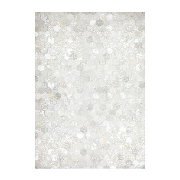 Kremowo-Srebrny skórzany dywan Daz, 120x170cm
