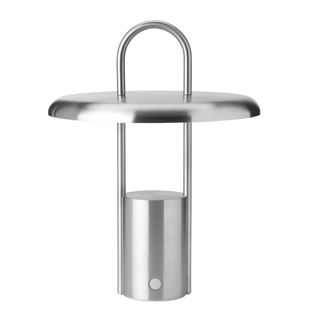 Plastikowa lampa stołowa LED ze ściemniaczem w kolorze srebra (wysokość 25 cm) Pier – Stelton