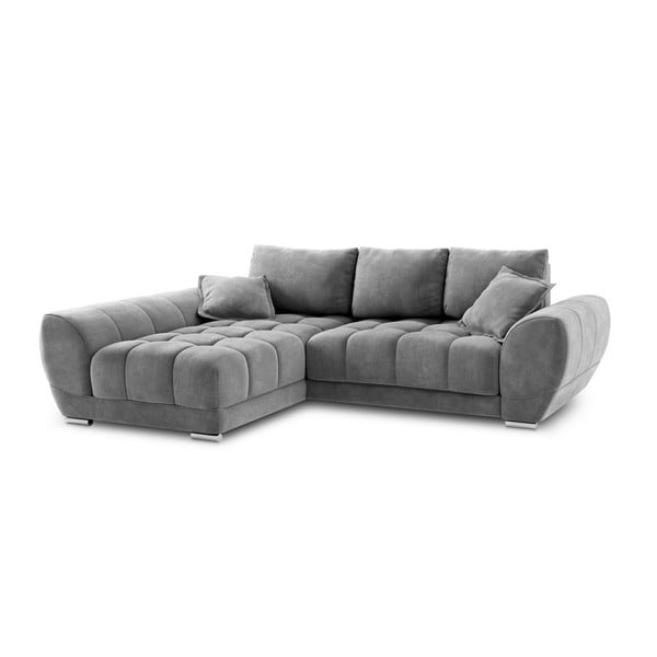 Szary rozkładany narożnik z aksamitnym obiciem Windsor & Co Sofas Nuage, lewostronny-image-2