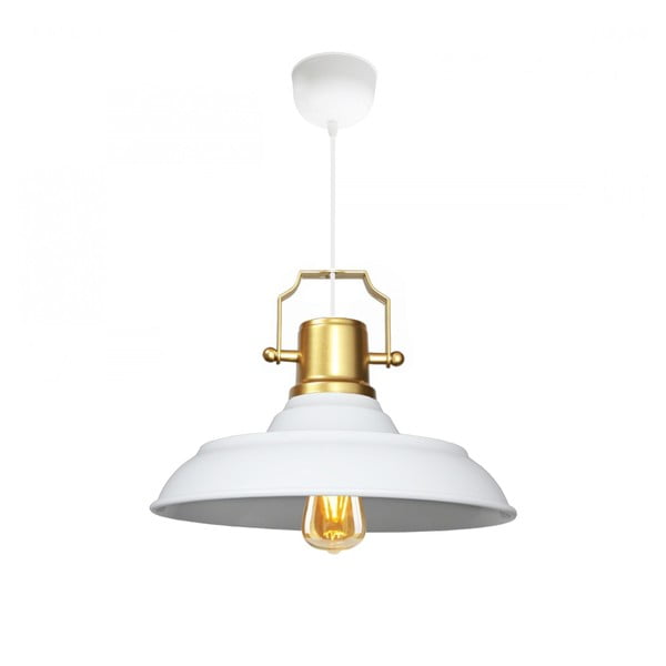 Biała lampa wisząca z metalowym kloszem ø 25 cm Tarsus – Opviq lights