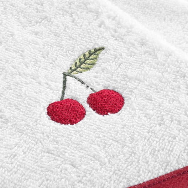 Czerwono-biały bawełniany ręcznik frotte 60 cm Cerisette – douceur d'intérieur-image-1