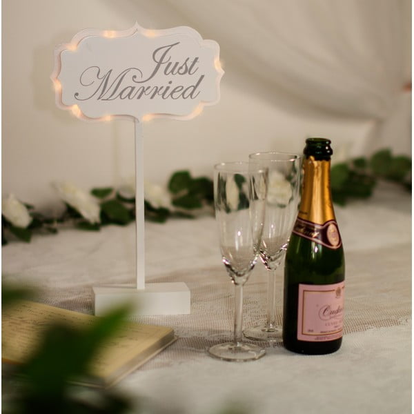 Dekoracja ślubna na stół z lampką LED Married