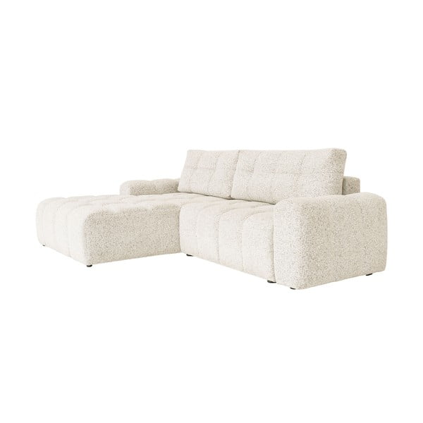 Kremowy rozkładany narożnik modułowy ze schowkiem (lewostronny) Lulu – Miuform