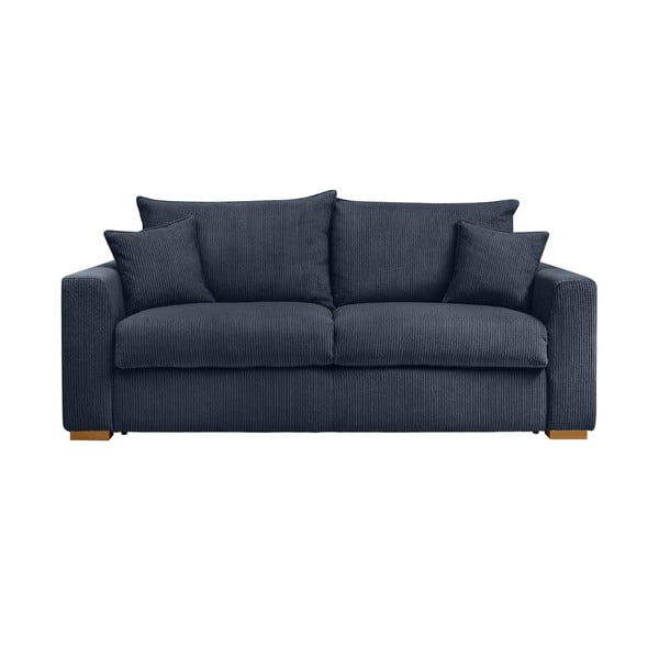 Ciemnoniebieska sztruksowa rozkładana sofa 225 cm Augustin – Bobochic Paris