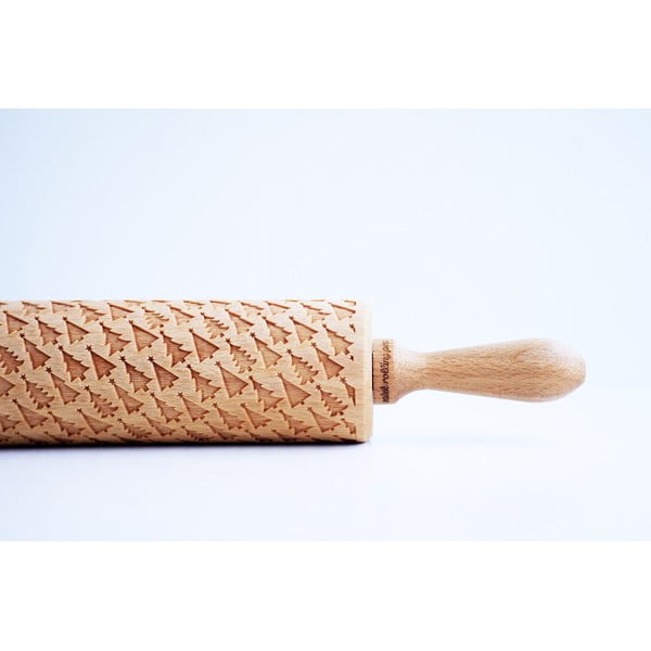 Drewniany grawerowany świąteczny wałek do ciasta Valek Trees-image-3