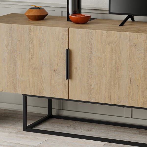 Szafka pod TV w dekorze dębu 200x55 cm Titan – Marckeric-image-4