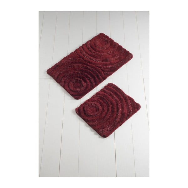 Zestaw 2 ciemnoczerwonych dywaników łazienkowych Confetti Bathmats Wave Red