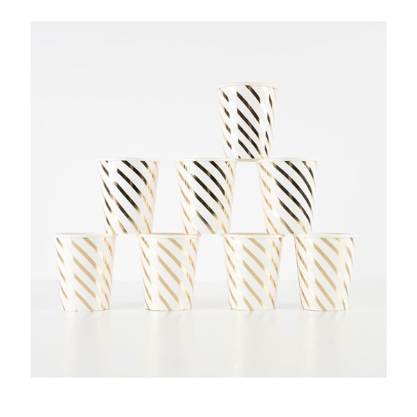 Papierowe jednorazowe kubki zestaw 8 szt. Gold Swirl – Meri Meri-image-4