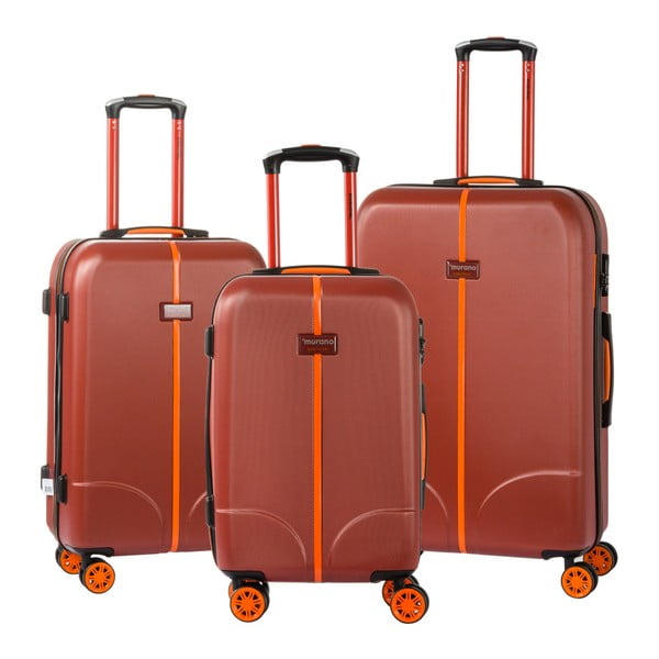 Zestaw 3 czerwonych walizek na kółkach Murano Greece