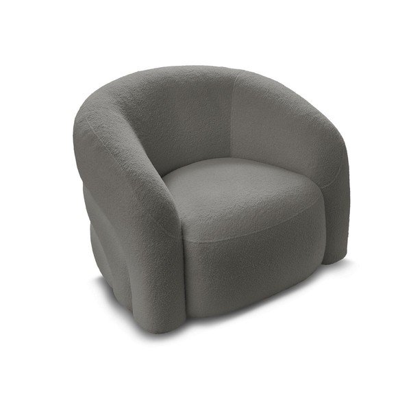 Szary obrotowy fotel z materiału bouclé Elina – Bobochic Paris-image-3