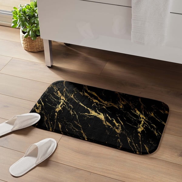 Dywanik łazienkowy w czarno-złotym kolorze 45x75 cm Aquamarbre – douceur d'intérieur-image-1