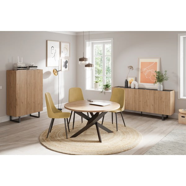 Okrągły stół z blatem w dekorze dębu 120x120 cm Ther – Marckeric-image-1