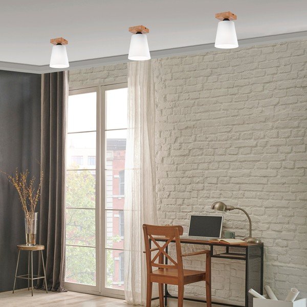 Biała lampa sufitowa z tekstylnym kloszem ø 15 cm Lula – LAMKUR-image-1