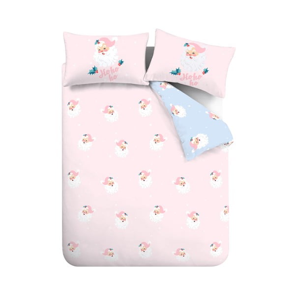 Różowa pościel jednoosobowa 135x200 cm Vintage Christmas Santa – Catherine Lansfield