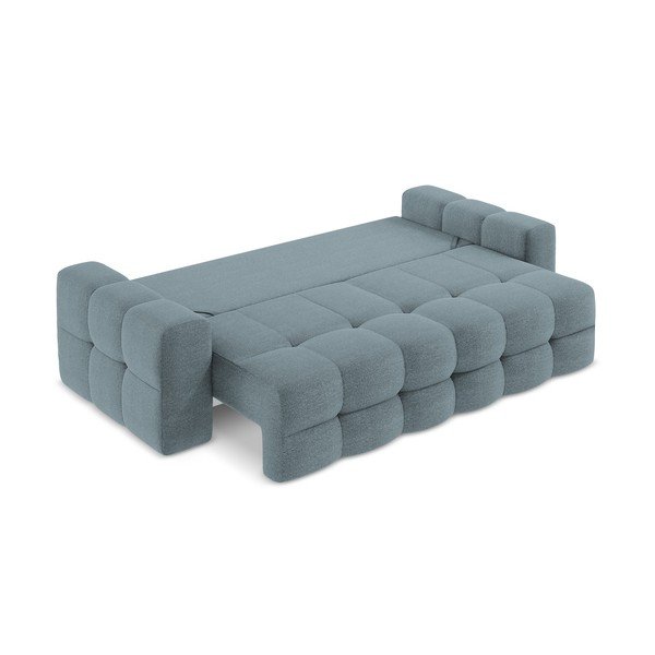 Niebieska rozkładana sofa z materiału bouclé 255 cm Milu – Makamii-image-4