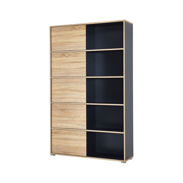 Czarna biblioteczka z przesuwnymi drzwiczkami Germania Slide-image-4