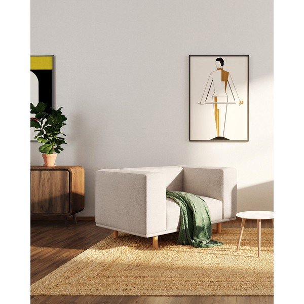 Beżowy fotel z materiału bouclé Kukumo – Ame Yens-image-1