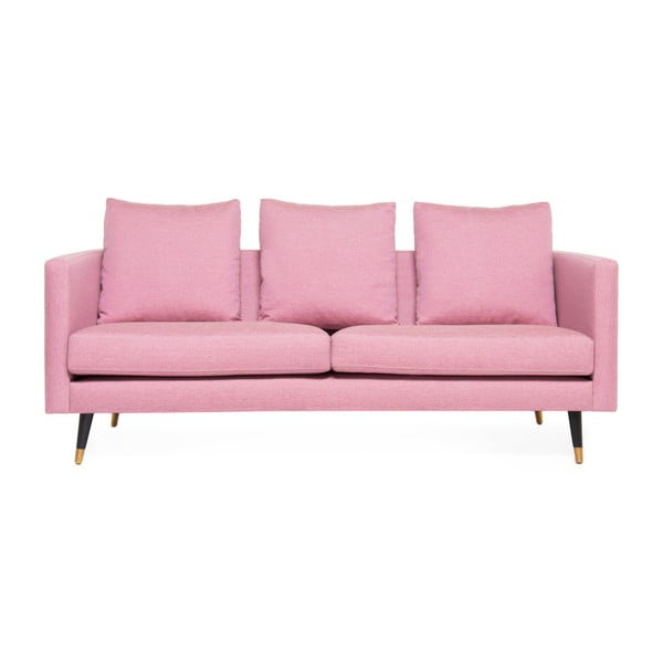 Różowa sofa 3-osobowa z mosiężnymi nogami Vivonita Meyer Three