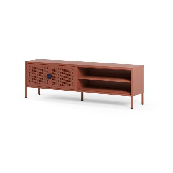 Metalowa szafka pod TV w kolorze terakoty 160x50x35 cm Sayla – Marckeric-image-4