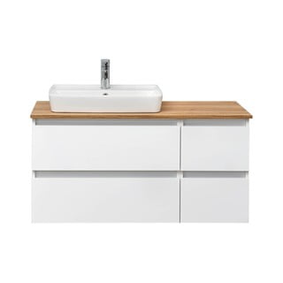 Biała wisząca szafka pod umywalkę bez baterii 110x53 cm Set 360 – Pelipal