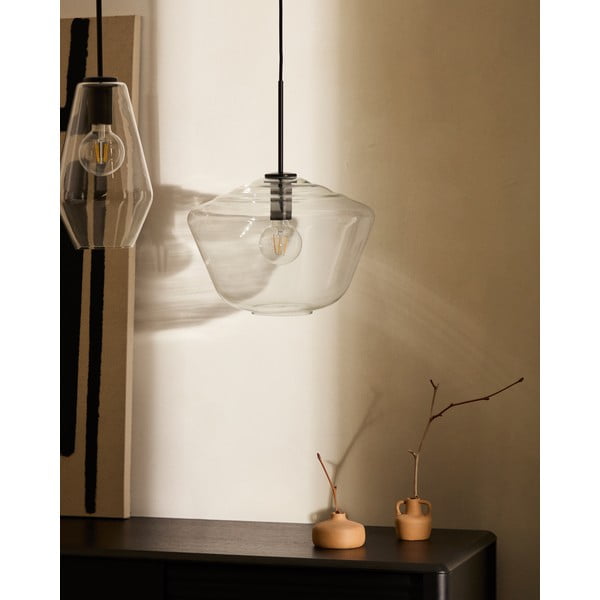 Czarna lampa wisząca ze szklanym kloszem ø 17 cm Mao – Kave Home-image-2