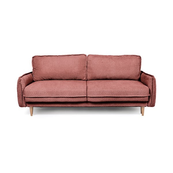 Czerwona rozkładana sofa z materiału bouclé 215 cm Patti – Bonami Selection