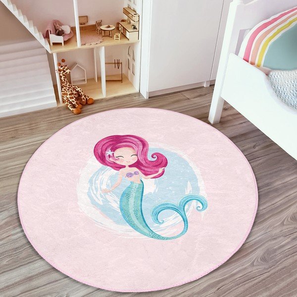 Różowy dywan dziecięcy ø 80 cm Comfort – Mila Home-image-3