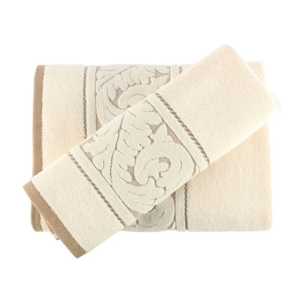 Zestaw kremowych bawełnianych ręczników Foutastic Cream
