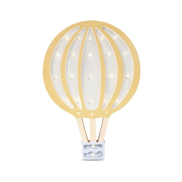 Żółto-biały sosnowy kinkiet Little Lights Hot Air Baloon, wys. 38,5 cm