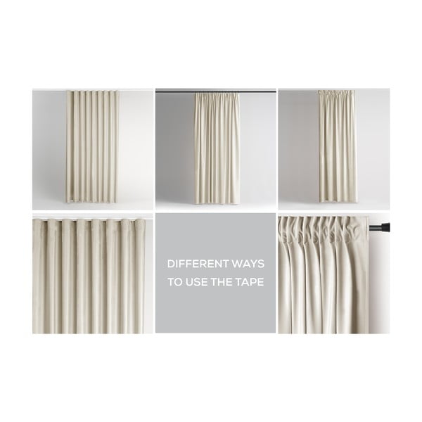 Beżowa aksamitna zasłona częściowo zaciemniająca (dimout) 140x270 cm Pleat – Restilo-image-3