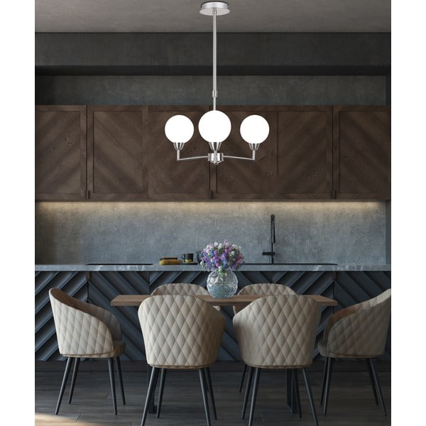 Lampa wisząca w kolorze srebra ze szklanym kloszem Logos – Candellux Lighting-image-1