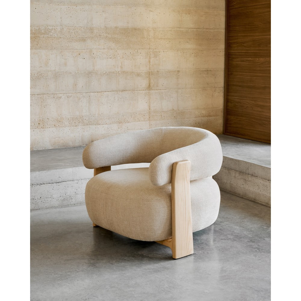 Beżowy fotel z tkaniny szenilowej Granite – Kave Home (zdjęcie 11)