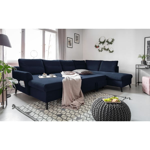 Ciemnoniebieska rozkładana sofa w kształcie litery "U" Miuform Stylish Stan, prawostronna-image-4