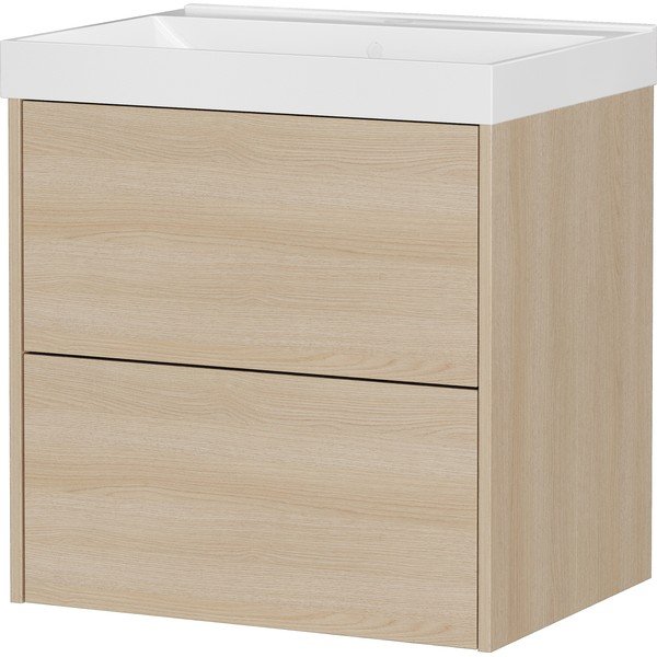 Wisząca szafka pod umywalkę w dekorze dębu w naturalnym kolorze 61x65 cm Bodera – Germania