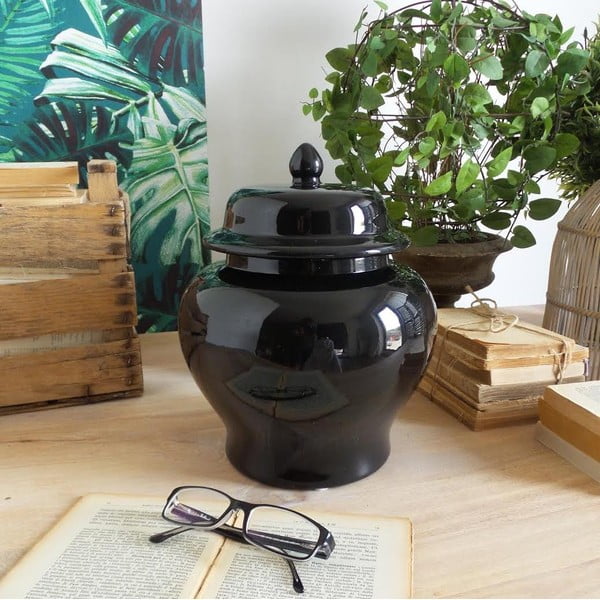 Czarny pojemnik ceramiczny Orchidea Milano Luxury, 38 cm