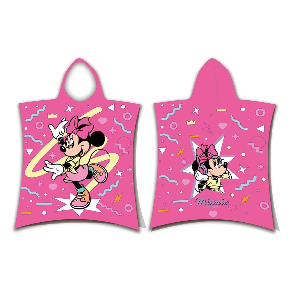 Różowe bawełniane ponczo dziecięce w rozmiarze 3-8 lat Minnie "Sparkle" – Jerry Fabrics