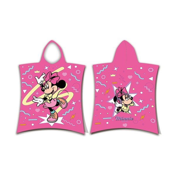 Różowe bawełniane ponczo dziecięce w rozmiarze 3-8 lat Minnie "Sparkle" – Jerry Fabrics