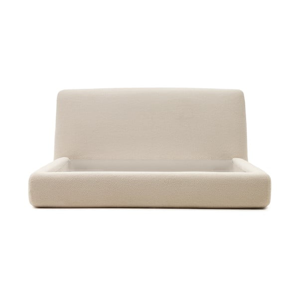 Beżowe tapicerowane łóżko dwuosobowe 180x200 cm Martina – Kave Home-image-3