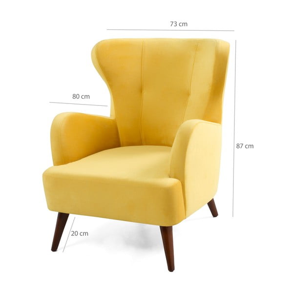 Żółty fotel uszak Balcab Home Jane-image-3