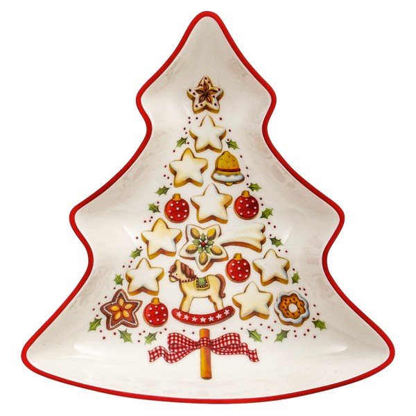Czerwono-biała porcelanowa miska do serwowania w kształcie choinki Villeroy & Boch Tree, 17,5x16,5 cm-image-2
