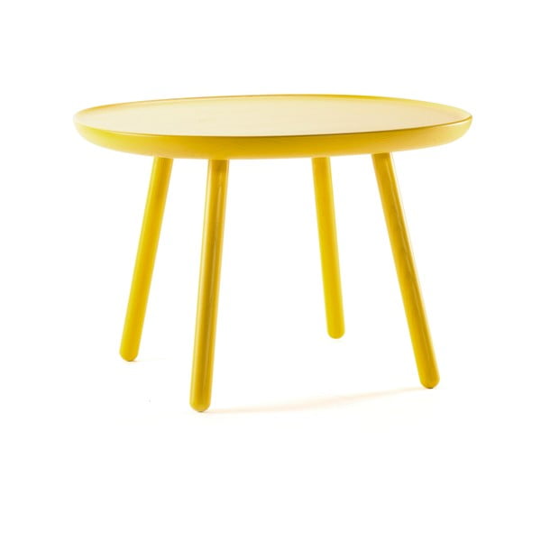 Żółty stolik z litego drewna EMKO Naïve, ø 64 cm