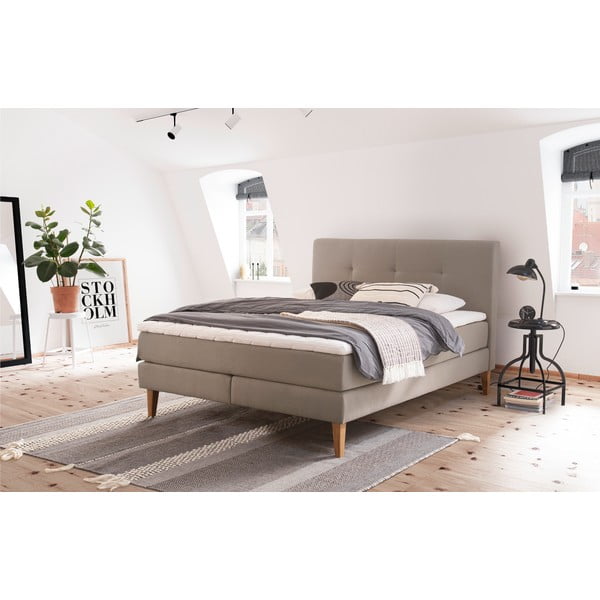 Beżowe łóżko boxspring 160x200 cm Stockholm – Meise Möbel-image-1